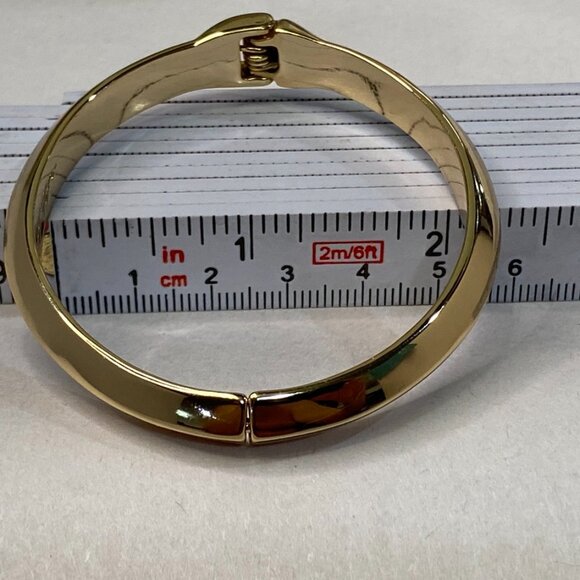 Ettika Polished Gold Hinged Statement Bangle Bracelet Gold Tone - Picture 6 of 11